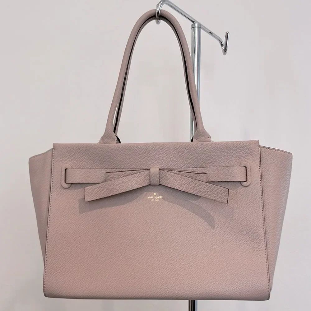 Kate Spade Mauve Pink Leather Satchel Handbag or Purse with Bow